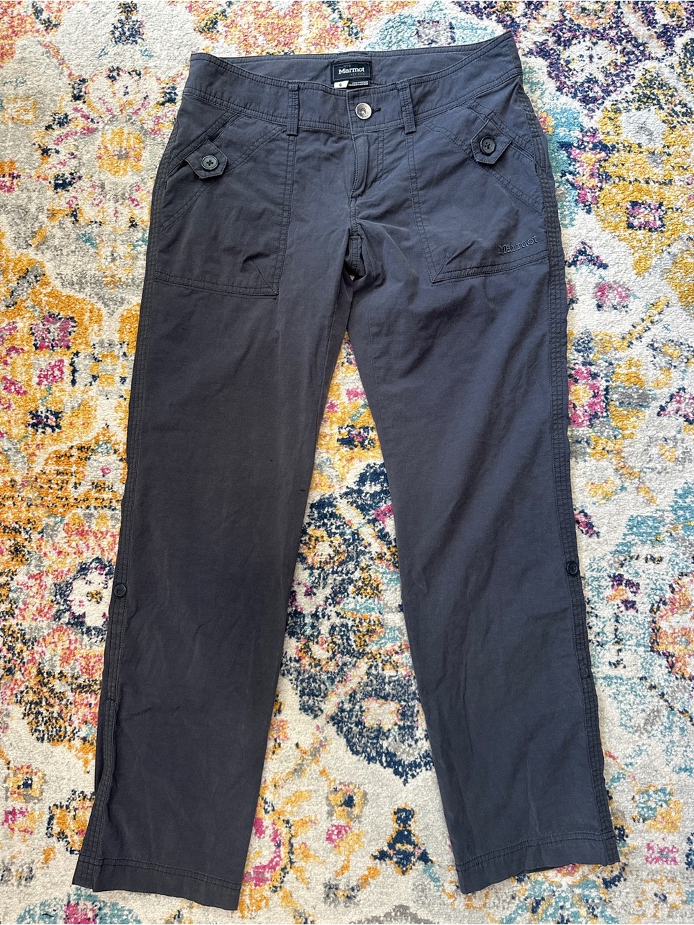 Marmot Ginny Roll Up Hiking Pants Womens Size 6 Gray Cotton Nylon Stretch